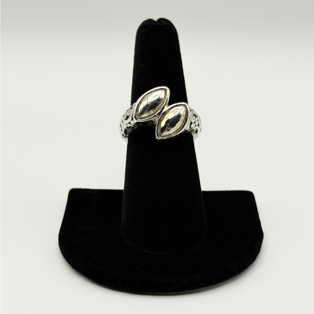 Vintage Lois Hill 925 Sterling Silver Double Marquise Scrollwork Ring 8g Size 7